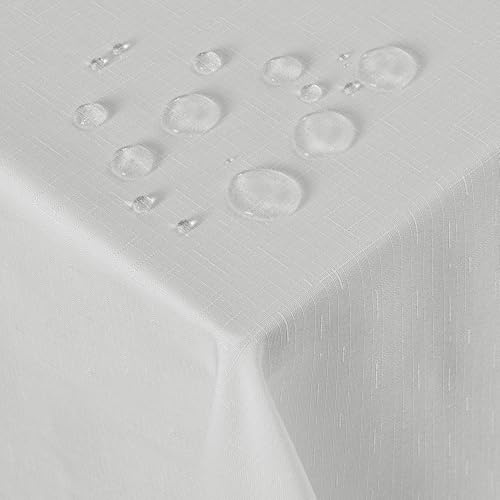Deconovo Leinenoptik Tischdecke WasserabWeißend Tischtuch Lotuseffekt, 130x220 cm, Hellgrau