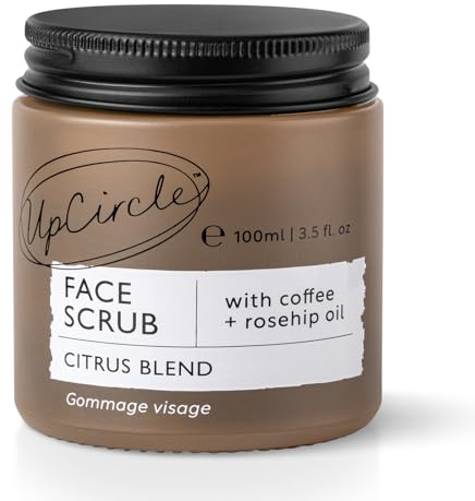 UpCircle Kaffee-Gesichtspeeling – Zitrusmischung für normale und trockene Haut 100 ml – Sheabutter, Kokosnuss + Hagebuttenöl – natürliches, veganes Gesichtspeeling für weiche, glatte Haut