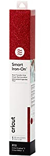 Cricut Smart Iron-On Heat-Transfer Vinyl | 1 Sheet | 33cm x 0.9m | Glitter Red, (3ft), 2008675