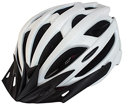 Casques de vélo, avec lumière arrière Adulte Hommes Femmes Unisexe Route VTT Casque Visière Détachable Protecteur, Réglable Taille 54-61cm, Skateboard Scooter Skating Ultralight Casque,White