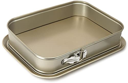 Marzuq Rechteckige Frühlingsbackdose Antihaft Kuchen Dose, 39.28 cm Leben Backdose, Antihaft Beschichtung, Einfach zu bedienen, Einfach zu reinigen, Geeignet für Heimbacken (Gold)