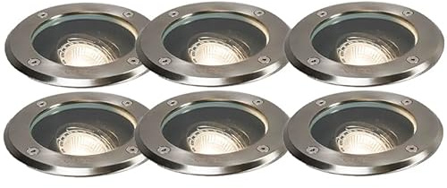 Qazqa Modern außen Bodenstrahler, Bodeneinbaustrahler für den Garten - Delux - Silber Farbe, max. 50W, Geeignet für LED, 13cm, IP65, Rund