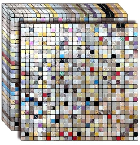 WEIMEISC 10 Sheets Peel and Stick Backsplash Tile for Kitchen, Self-Adhesive Mosaic Tile, Stick on Bathroom Vanities，Fireplace Décor, Laundry Table(11.81 X 11.81) (1.0 Color Mixing)