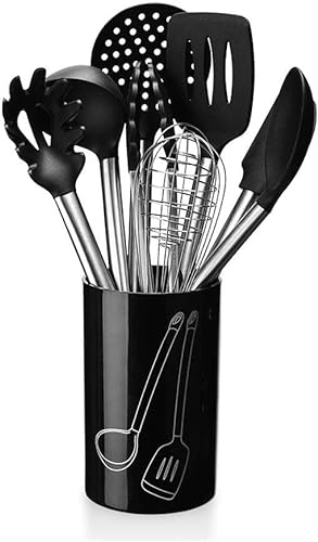 set utensilios de cocina Antiadherente Utensilios de cocina con mango de silicona 9 en 1, utensilios de Gel de sílice, utensilios de cocina, sartén antiadherente, pala, cuchara, espátula, juego de her