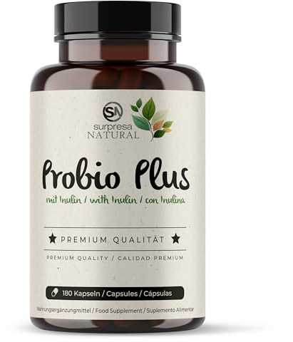 Probio Plus Complex Inulina 180 cápsulas con recubrimiento entérico con 20 mil millones de ufc por dosis diaria, bacterias lácticas, bifidobacterias para la flora intestinal en altas dosis.