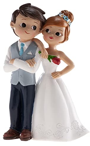 Dekora - Decoracion Boda | Figuras Novios para Tarta de Boda - Pareja con Flor
