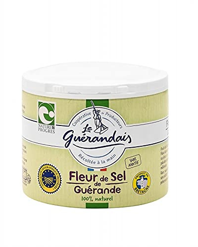 LE GUERANDAIS - Fleur De Sel De Guerande Boite 125G, sel naturel non raffiné pour une cuisine saine et savoureuse, ingrédient indispensable pour vos plats gourmand - Lot De 3 - Vendu Par Lot