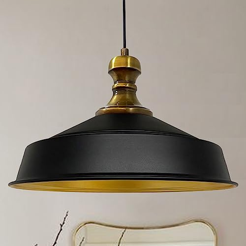 bamyum Asletl-Knob Hängelampe Industrial Vintage Ø41 cm, Küchenlampe Hängend, Wohnzimmerlampe, Pendelleuchte Esstisch Schwarz Metall