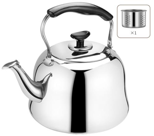Tetera de acero inoxidable de 1 L, tetera con colador, tetera con silbato, tetera turca para samovar, caydanlik, tetera con asa y tapa, tetera turca con 1 litro de volumen
