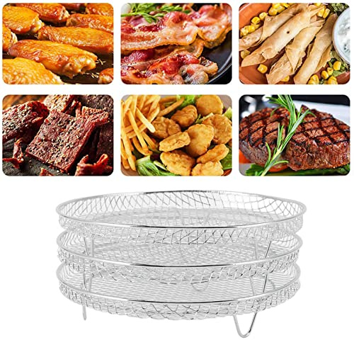Rejillas Deshidratadoras Apilables para Freidora de Aire, 3 Piezas, Acero Inoxidable Grado Alimenticio, para Deshidratación de Carne y Frutas