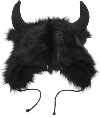 PACKOVE Lustige Tiermütze Mit Hörnern Plüsch Cosplay Mütze Damen Warme Ohrenschützer Mütze Für Halloween Party Erwachsene