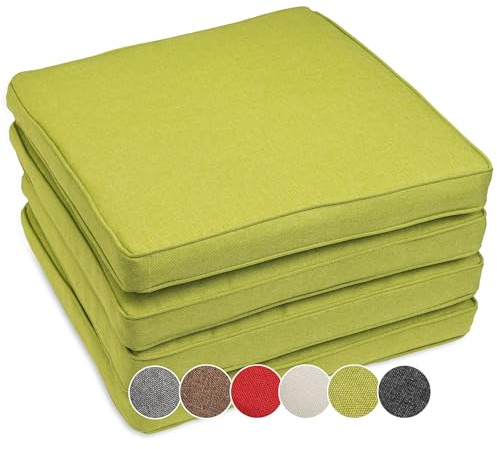 sunnypillow 4er Set Stuhlkissen wasserdicht UV-lichtecht 40 x 40 x 5cm - Polsterauflage Auflage für Stühle/Bänke - Sitzkissen Stuhlauflage für Haus und Garten - Indoor/Outdoor - Grün