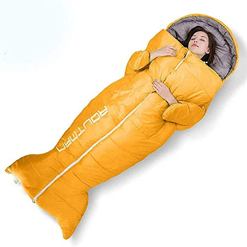 Outdoor-Schlafsack für Erwachsene, Pinguin, Verdickung, Herbst und Winter, warm, Ultraleicht, tragbar, Camping (Orange, 1,5 kg)