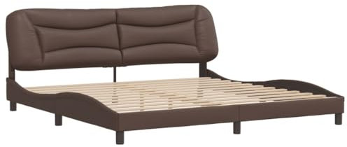 vidaXL Sängram utan madrass Hvar brun 200x200 cm konstläder, säng, sängbotten, sängram med sänggavel, sovrumsmöbler, böjd sängram