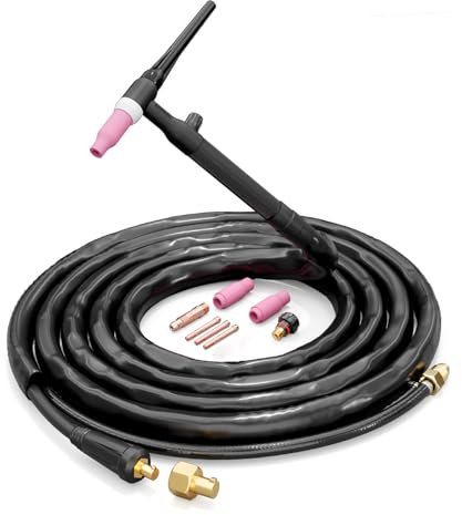 FEIFANKE WP-17V Argon Torche TIG Ensemble De Flexibles 10-50mm² Raccord 3.0M Etui Cuir Ensemble De Flexibles avec Accessoires Compatible avec Les Postes à Souder ARC140 MIG135