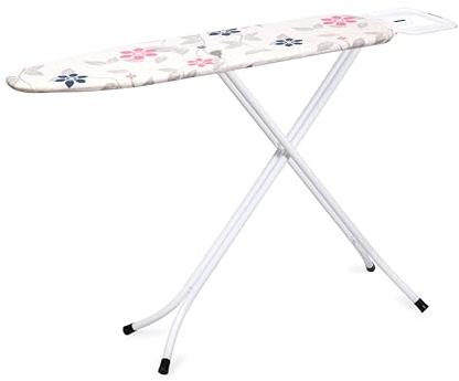 Byinone Premium Ironing Board - Adjustable 4-Leg Foldable Ironing Table with 100% Cotton Cover, Lightweight & Space-Saving Design (34x110 cm) - Ideal for Home & Professional Use