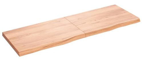 Makastle Waschtischplatte Holzbohlen Ideal für Aufsatzwaschbecken, Tischplatte Holzplatte Baumkanten-Platte für Heimwerker, Arbeitsplatten, Hellbraun 180x60x(2-6) cm Massivholz Behandelt