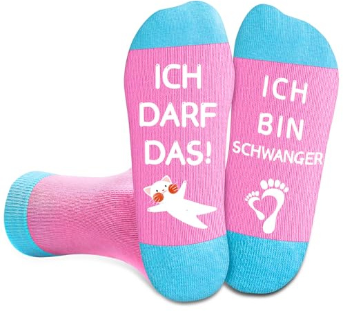 CHALLEY-YOKI Geschenk Schwangerschaft Socken, Geschenke für Schwangere, Geschenke für Werdende Mütter, Schwangerschaft Verkünden Ideen Socken Werdende Mama, Geschenk für Schwanger Frauen Freundin
