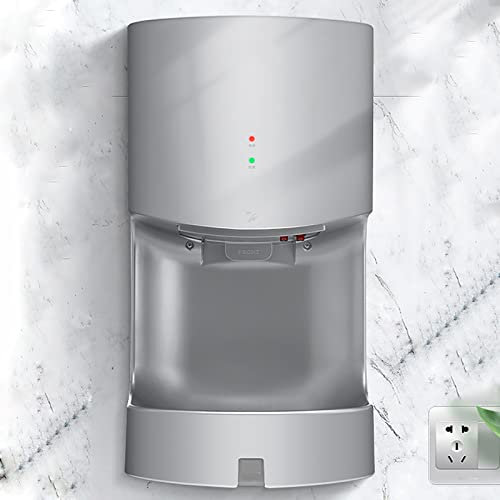 Asciugamani elettrico a parete, asciugamani automatici con serbatoio di scarico 1200 W, asciugamani con filtro HEPA, 5-30 secondi per asciugare, commerciale o domestico, argento-C-47 × 24,8 × 16,5 cm