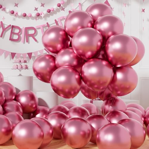 AULE Palloncini Rosa Metallizzati: 50 Pezzi 30cm Palloncino Compleanno | Palloncini Rosa Cromati Lucido Spessi Rose in Lattice per Feste di Matrimonio Anniversario Decorazione