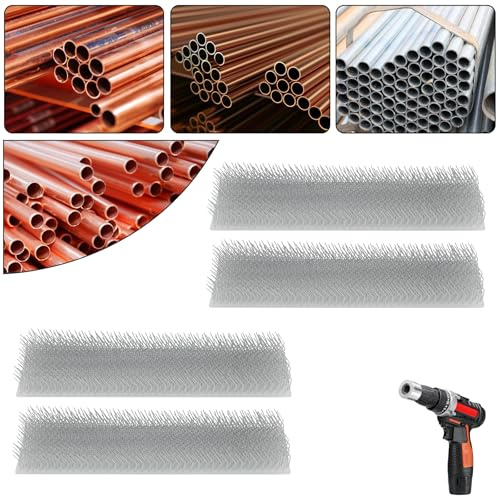 Flintronic 4PCS Copper Pipe Cleaner Brush, 22mm Copper Pipe Cleaner Replacement Brushes, Drill Tube Cleaning Replaceable Brush, Sutibale for Electric Drill Bit, Easy Installation