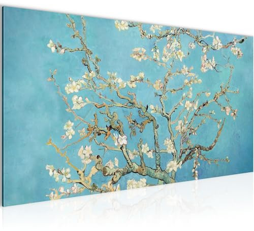 Runa Art Tableau Decoration Murale Japonais Fleurs de cerisier Moderne Toile non tissée Salon Chambre Sakura Bleu 046012a