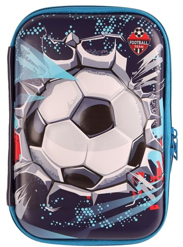SOOCUTE Niedliches Federmäppchen für Jungen, großes Fassungsvermögen, Hardtop, Fußball-Federbox mit Fach für Kinder, coole Schulbedarf, Organizer-Tasche