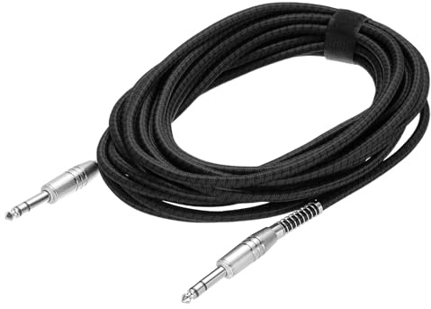 QUARKZMAN Cavo Per Strumenti Musicali Chitarra, 25 Piedi 1/4 Pollice A 1/4 Pollice Dritto A Dritto Angolo Cavo Jack Per Chitarra Elettrica per Basso, Nero