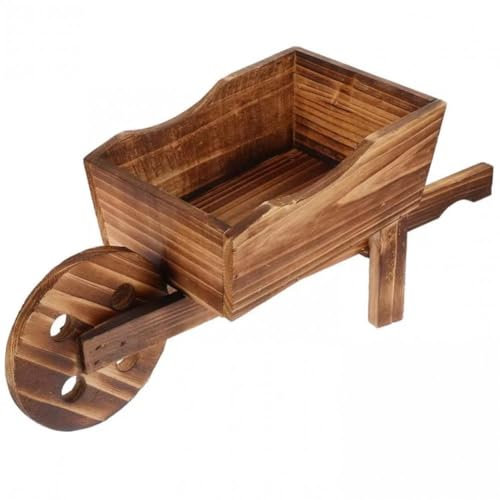 Lipfer Carro De Madera para Flores, Carretilla, Macetero De Jardín, Soporte para Plantas De Interior para Exhibición, Pensamientos, Caléndulas, Begonias, Suculentas