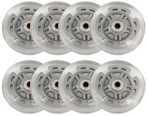 8 Stück Leuchtende LED Inline Skate Rollen Rollschuh Skating Räder Ersatzräder für Inlineskates für Indoor Outdoor 80 mm 100 mm 76 mm 72 mm 85A PU mit Lagern (grau 100 mm)