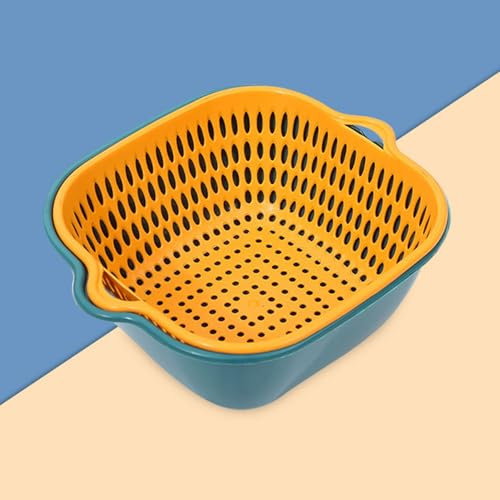 Set di 2 scolapasta in plastica, a doppio strato, scolapasta, impilabile, utilizzato per ammollo, lavaggio, scolapasta per verdura, frutta