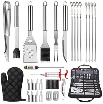 Set di Utensili per Barbecue da Esterno, Set per griglia in Acciaio Inossidabile