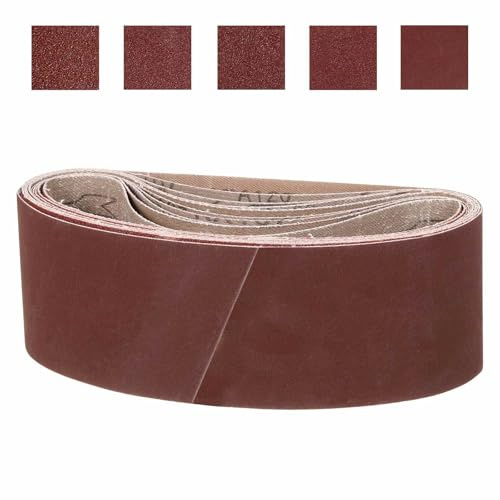 CoCud 76mm x 457mm Sanding Belts, 15 Pcs 80/120/150/240/400 Grit | Aluminum Oxide Knife Sharpener Belts Work Sharpening for Belt Sander Knife Carving Tool Metal Working