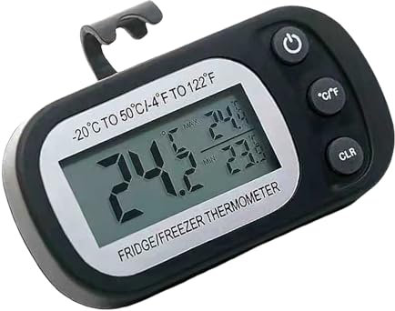 Digital kylskåpstermometer - Kökstemperaturmätare | Vattentät temperaturmätare | LCD-skärm med stativ, magnetisk rygg för användning av frys, termometer