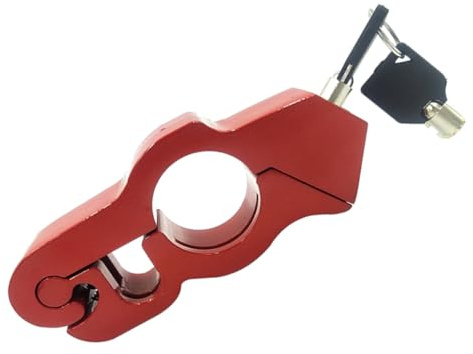 POPETPOP Cerradura Antirrobo Manillar Moto de Aleación de Aluminio Bloqueo Freno para Motocicleta y Scooter y Ligero con Llaves Protección Segura para Manillar Roja