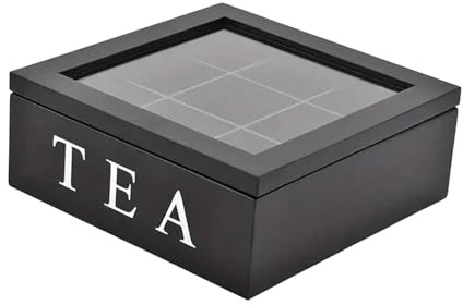 Amagogo Boîte à Bijoux Transparente avec Compartiments, Organiseur pour Sachets de Thé, pour Petits Bijoux, Noir