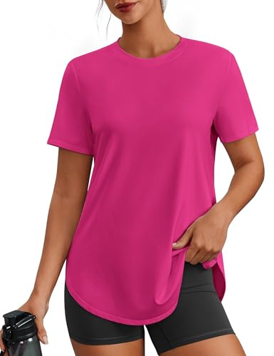 PINSPARK Sportshirt Damen Kurzarm UPF 50 Sonnenschutz Schnelltrocknend | Ultraleicht, Schnelltrocknend Atmungsaktiv mit ISCC PLUS, mit Seitenschlitzen, Yoga Fitness Laufen Pilates Wandern