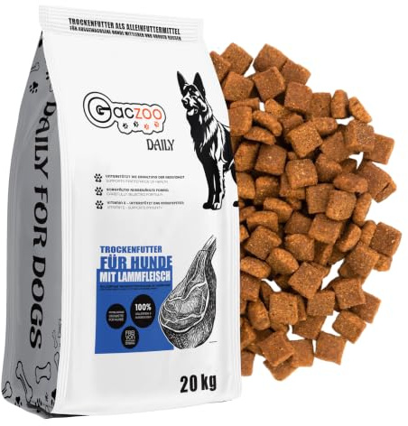 Gaczoo Hundefutter Trocken 20kg mit Lammfleisch - Trockenfutter für Hunde - für Ausgewachsene Hunde & Senioren, Mittelgroße und Große Rassen - mit Getreide, Trockenfleisch, Vitaminen, Mineralstoffen