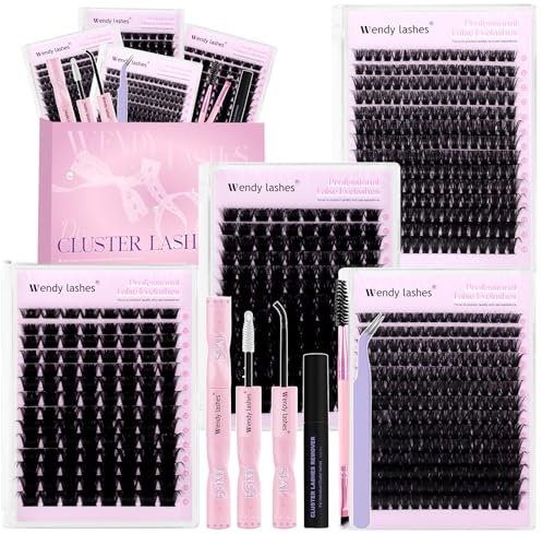 8-delars Franskluster Set 80D 100D 200D 250D Klusterfransar D-krul Mjuka Ensfransar 10-18mm Fransförlängningsset med Bond&Seal, Limavlägsnare, Pincett & Borste | Ögonfranskluster mjukt Lash Cluster Lash Extension Set med Bond&Seal, självhäftande borttagare, pincett, borste