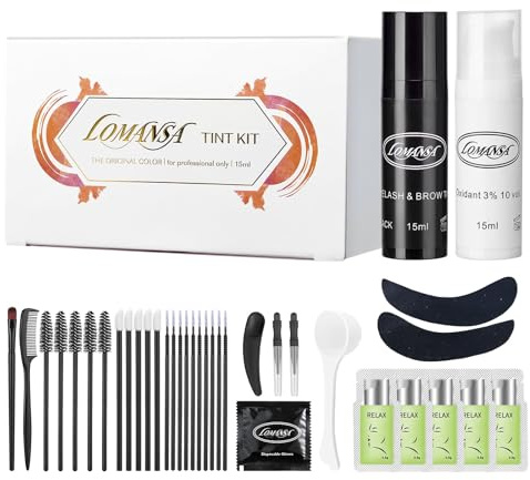 Eyelash Color Kit, Lomansa Black Lash Color Kit Keratin Voluminous Coloring Natural Effects 15ml with Complete Tools for Salon
