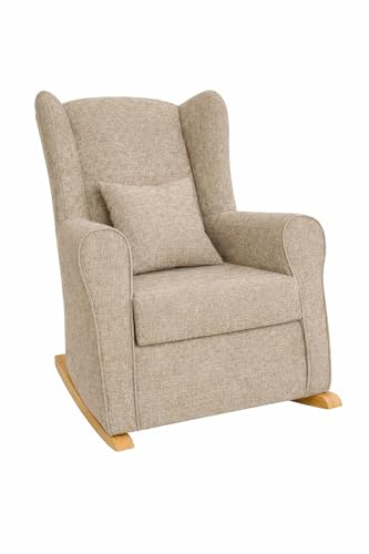 KHALMA HOME Sillón de Lactancia Balancín Moderno + Cojín Decorativo | Sillón Mecedora para Amamantar, Butaca de Lactancia Cómoda y Fácil Limpieza | Ideal para Bebé, Dormitorio y Salón. (Marrón)