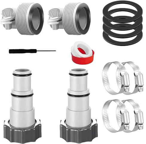 Jiahuade Adaptador Manguera Piscina, 4 Piezas Adaptador de Manguera de Bomba con Rosca Interior, Conector de Manguera de Piscina, para Manguera de Piscina de 32 y 38 mm de diámetro