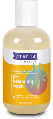 Emerita by Life-flo pH Balancing Feminine Wash, Hydrating Cleanser Soothes Delicate Areas, Fights Odor and Keeps You Feeling Fresh, Made Without Parabens, Fragrance Free, Not Tested on Animals, 4oz