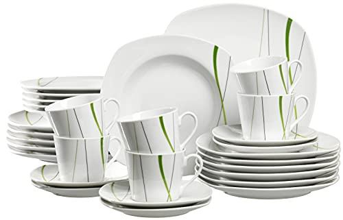 Ritzhoff & Breker Kombiservice Grace, 30 delar, porslinstallrik, grön