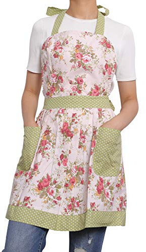 NEOVIVA Kitchen Aprons for Women with Pockets,Cooking Aprons for Women,Vintage Apron for Baking BBQ and Gardening, Gifts for Mothers Bakers and Cooks