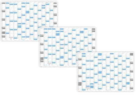 XL Wandkalender DIN A1 2025 + 2026 + 2027 (blau2) große Tageskästchen (Kalender werden gerollt versendet)