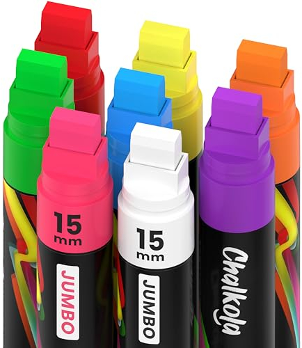 Chalkola Kreidestifte für Tafel Abwaschbar - (15 mm Jumbo, 8 Kreidestift) Kreidestifte für Fenster, Tafelkreide, Glasstifte, Auto - Fenstermalstifte für bei Lehrern, Kindern, Künstlern und Unternehmen