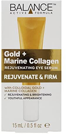 Balance Active Formula Gold and Marine Collagen Rejuvenating Eye Serum (15 ml) - Absorbs Fast and Pleasantly Refreshes the Skin to Reduce the Appearance of Fine Lines and Wrinkles
