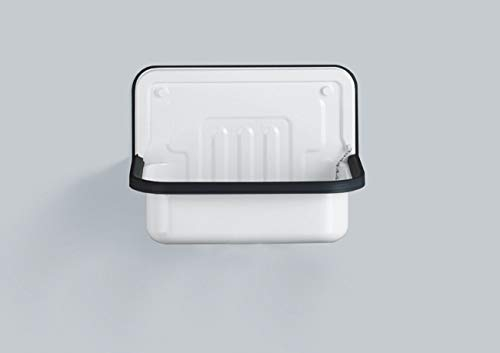 Alape Lavello in acciaio smaltato, lavabo per cantina e lavanderia, bianco con bordo in plastica nera, senza foro per rubinetto, senza troppopieno, larghezza x altezza 50,5/36/33 cm