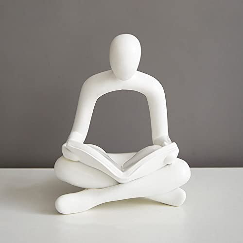 HETAN Goldener Abstrakter Denker, der Skulptur-Harz-Figuren-Ausgangswohnzimmer-Dekor-Figuren-Innengeschenke liest, weiß